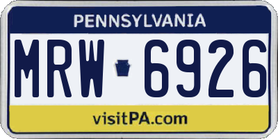 PA license plate MRW6926