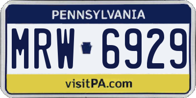 PA license plate MRW6929