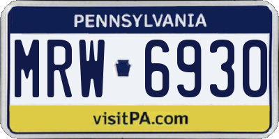 PA license plate MRW6930