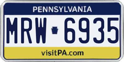 PA license plate MRW6935