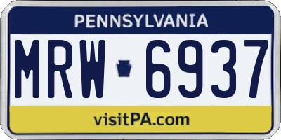 PA license plate MRW6937
