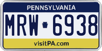 PA license plate MRW6938