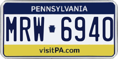 PA license plate MRW6940