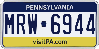 PA license plate MRW6944