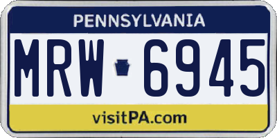 PA license plate MRW6945