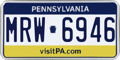 PA license plate MRW6946