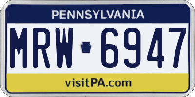 PA license plate MRW6947