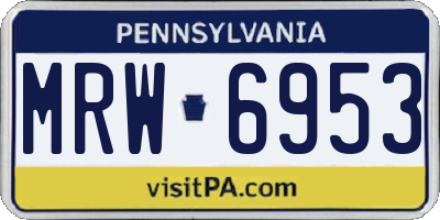 PA license plate MRW6953