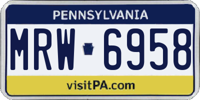 PA license plate MRW6958