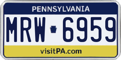 PA license plate MRW6959