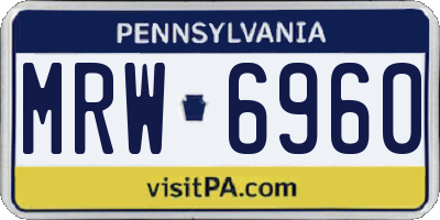 PA license plate MRW6960