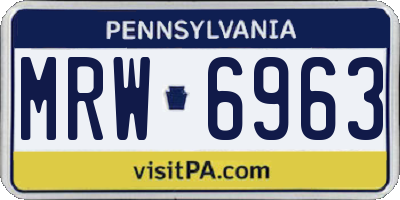PA license plate MRW6963