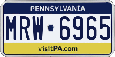 PA license plate MRW6965