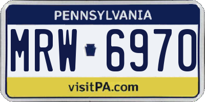 PA license plate MRW6970