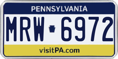PA license plate MRW6972