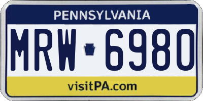 PA license plate MRW6980