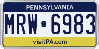 PA license plate MRW6983
