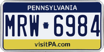 PA license plate MRW6984