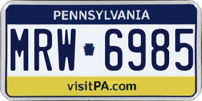 PA license plate MRW6985