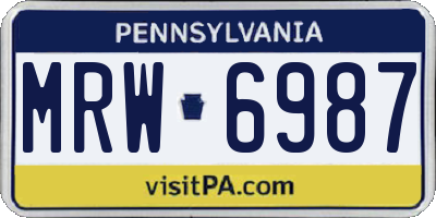 PA license plate MRW6987