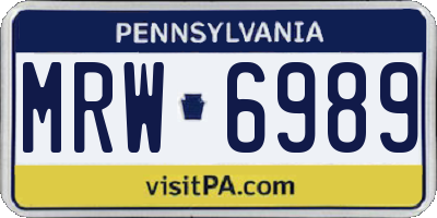 PA license plate MRW6989