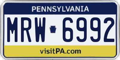 PA license plate MRW6992
