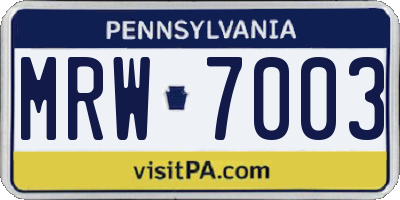 PA license plate MRW7003