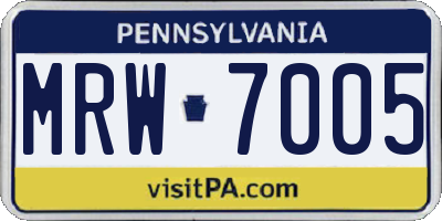 PA license plate MRW7005