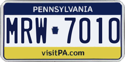 PA license plate MRW7010