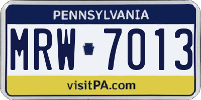 PA license plate MRW7013