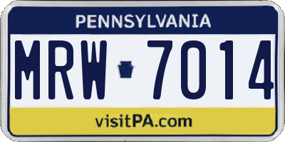 PA license plate MRW7014