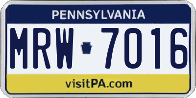 PA license plate MRW7016
