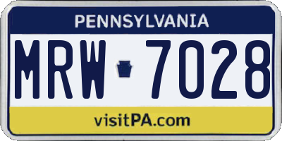 PA license plate MRW7028