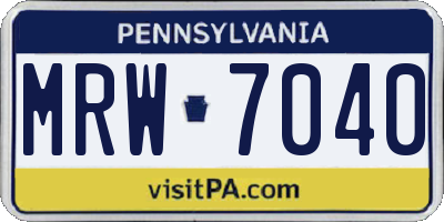 PA license plate MRW7040