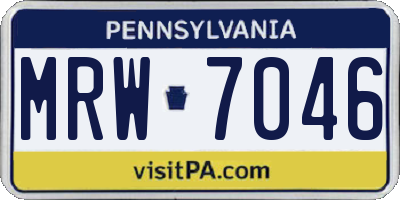 PA license plate MRW7046