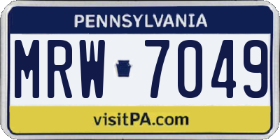 PA license plate MRW7049
