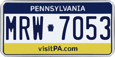 PA license plate MRW7053