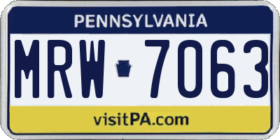 PA license plate MRW7063
