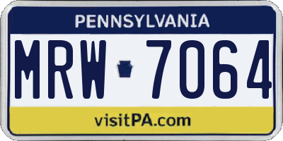 PA license plate MRW7064