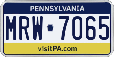 PA license plate MRW7065