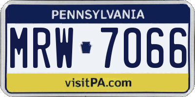 PA license plate MRW7066