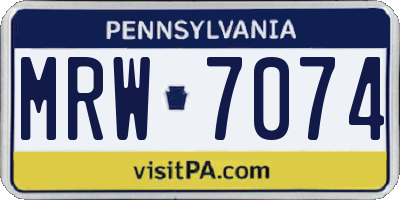 PA license plate MRW7074