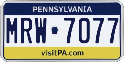 PA license plate MRW7077