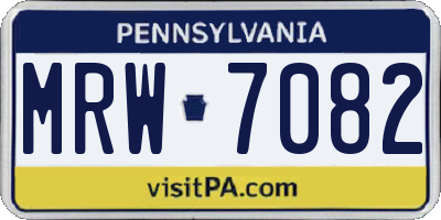 PA license plate MRW7082