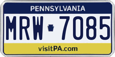 PA license plate MRW7085