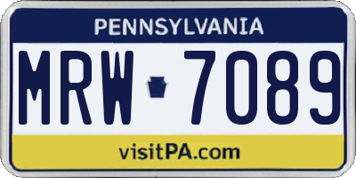 PA license plate MRW7089