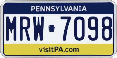 PA license plate MRW7098