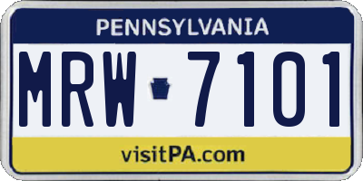 PA license plate MRW7101
