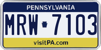 PA license plate MRW7103