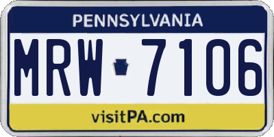 PA license plate MRW7106